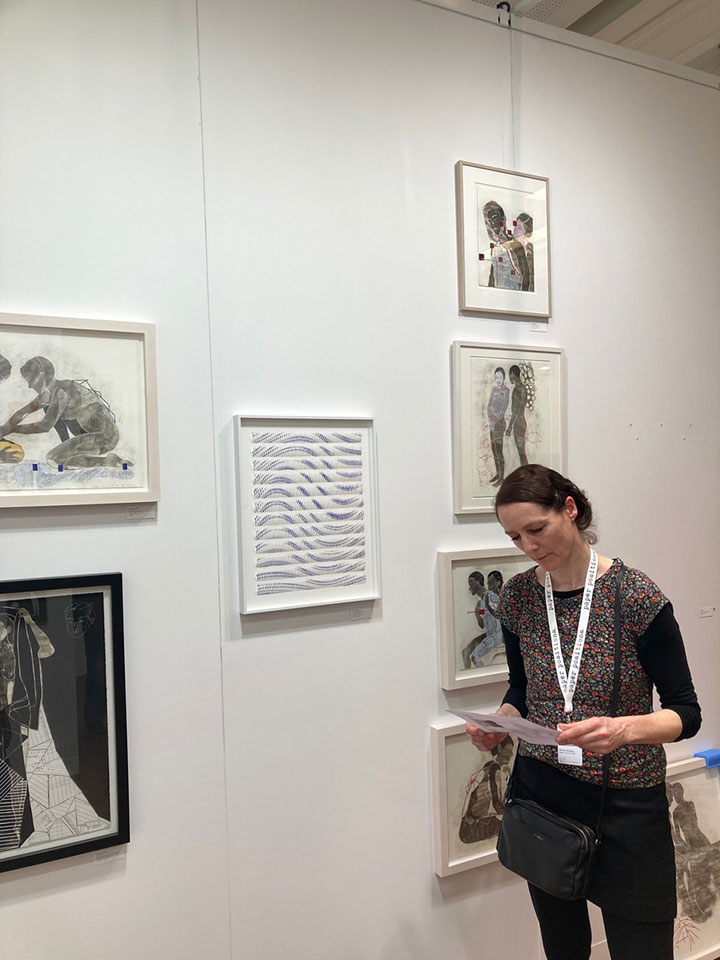 Paper Positions Berlin, Sarah in the booth